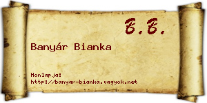 Banyár Bianka névjegykártya
